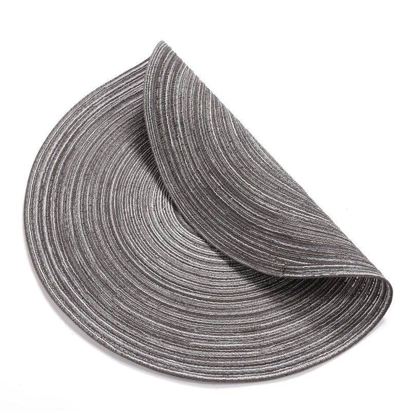 SHACOS Round Braided Placemats Set of 8 Round Table Mats for Dining Tables Non Slip Washable (Black Grey, 8) - Image 5